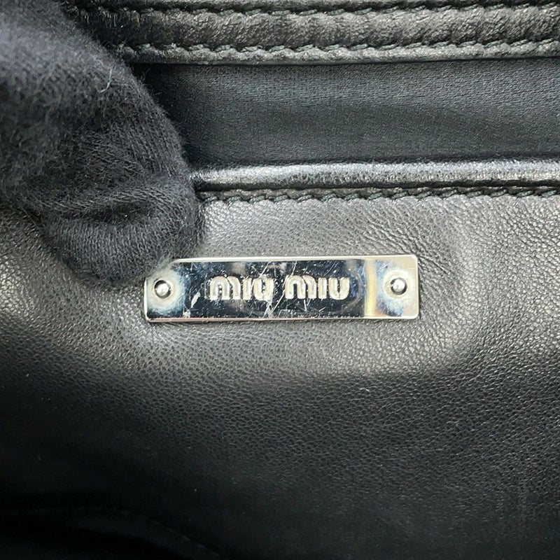 ミュウミュウ ハンドバッグ マテラッセ ナッパ クリスタル ラインストーン RN0958 Miu Miu 2way 黒