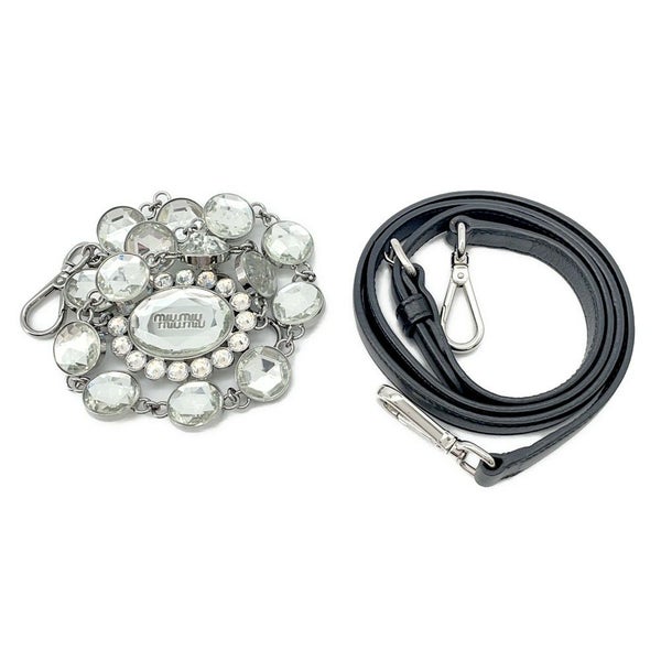 ミュウミュウ ハンドバッグ マテラッセ ナッパ クリスタル ラインストーン RN0958 Miu Miu 2way 黒