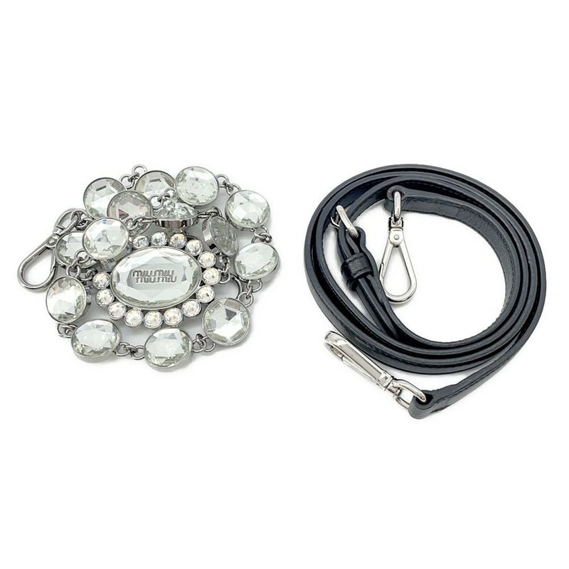 ミュウミュウ ハンドバッグ マテラッセ ナッパ クリスタル ラインストーン RN0958 Miu Miu 2way 黒