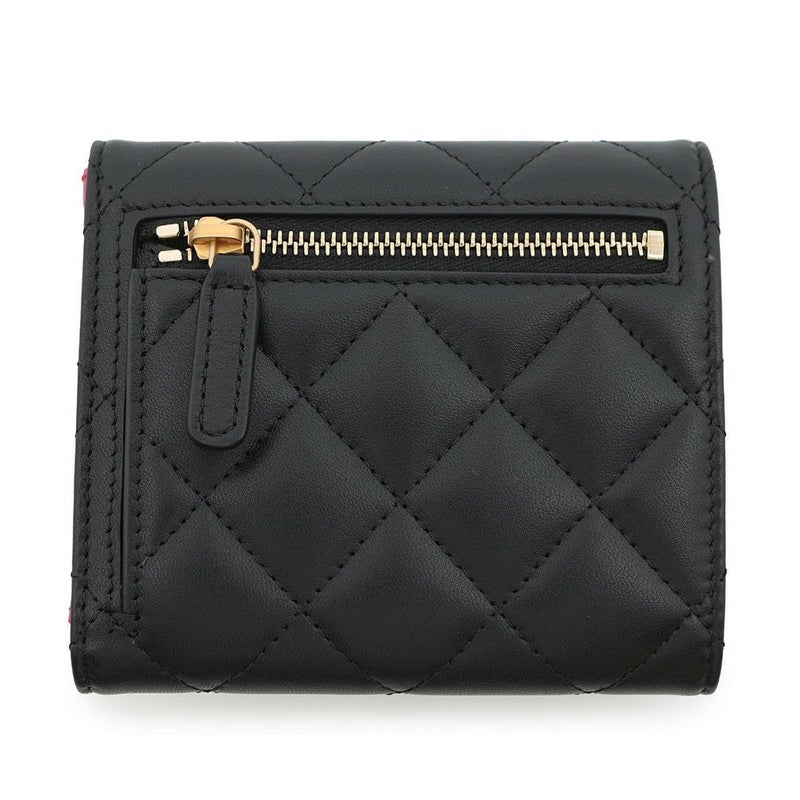 シャネル 三つ折り財布 マトラッセ ハートココ スモール フラップ ウォレット ラムスキン AP3392 CHANEL 黒