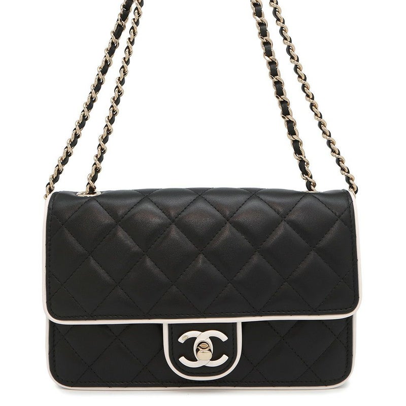 シャネル チェーンウォレット マトラッセ ココマーク Wチェーン ラムスキン AP4511 CHANEL 財布 黒