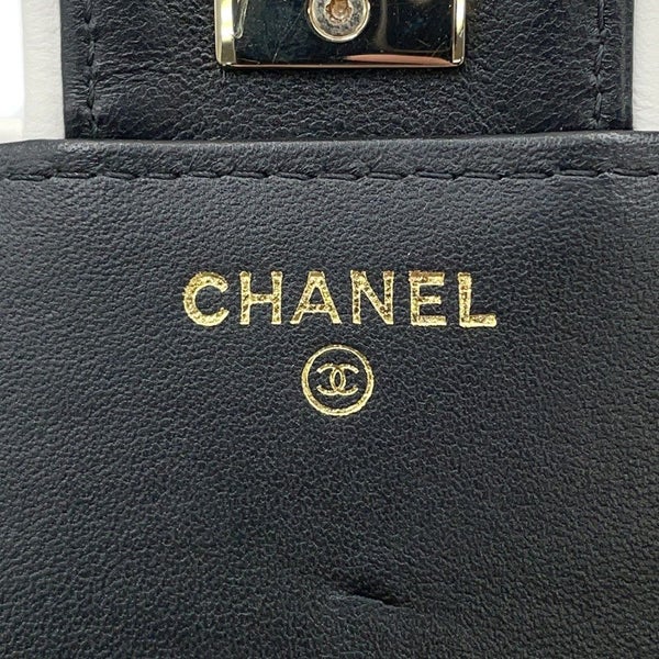 シャネル チェーンウォレット マトラッセ ココマーク Wチェーン ラムスキン AP4511 CHANEL 財布 黒