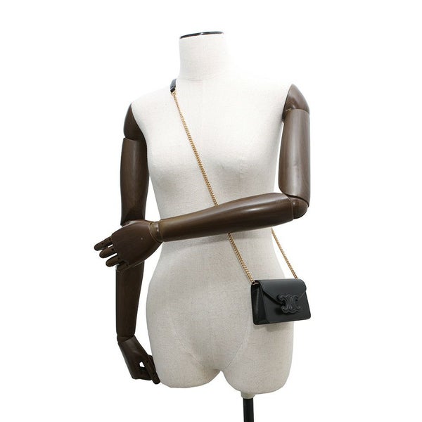 セリーヌ カードケース トリオンフ チェーン付きカードホルダー レザー 10J743DPV CELINE 黒 財布