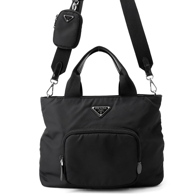 プラダ ハンドバッグ Re-Nylon ナイロン トライアングルロゴ 1BG354 PRADA 2wayショルダーバッグ 黒