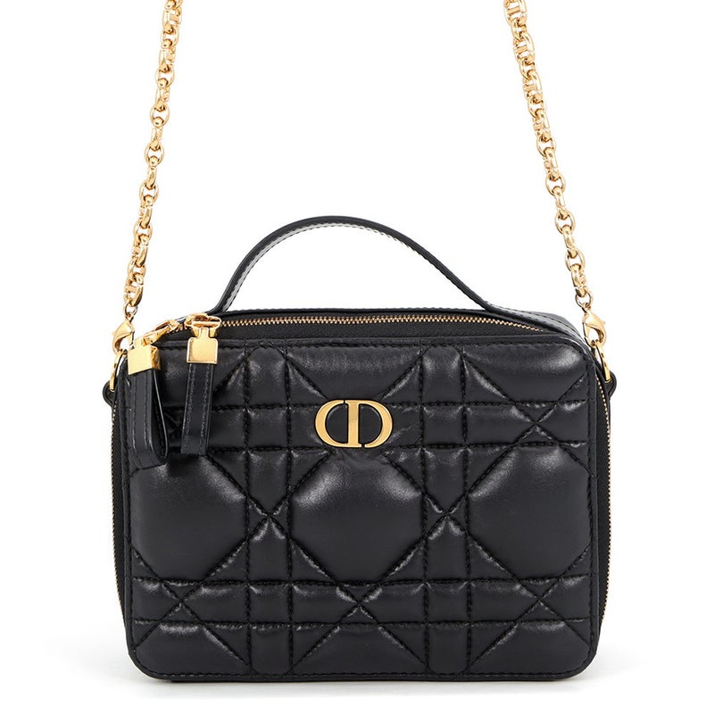 クリスチャン・ディオール チェーンショルダーバッグ カナージュ カロ ボックス レザー S5140UNGX Christian Dior バッグ 黒