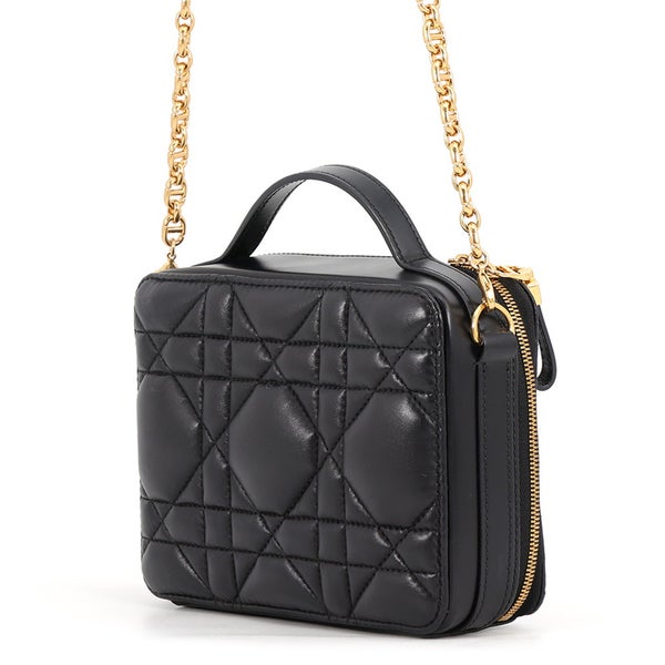 クリスチャン・ディオール チェーンショルダーバッグ カナージュ カロ ボックス レザー S5140UNGX Christian Dior バッグ 黒
