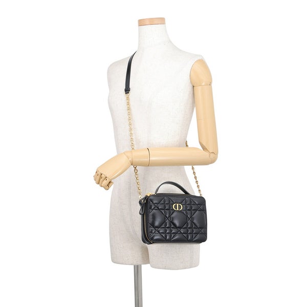 クリスチャン・ディオール チェーンショルダーバッグ カナージュ カロ ボックス レザー S5140UNGX Christian Dior バッグ 黒