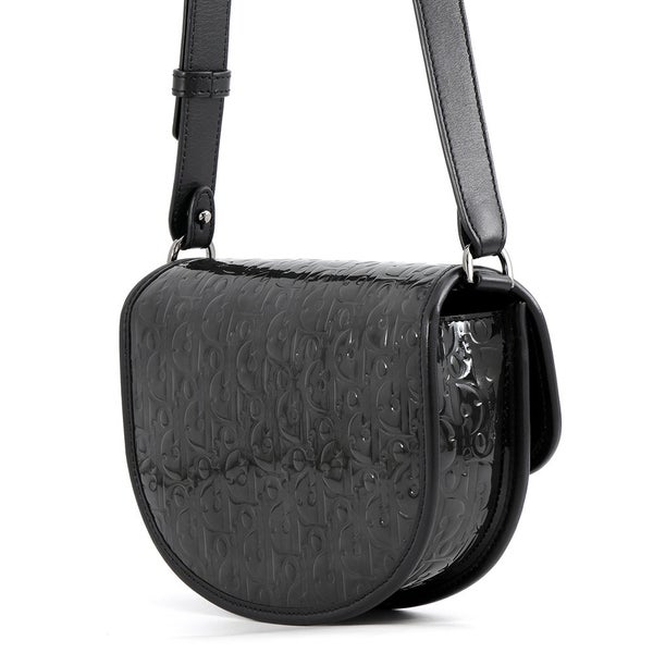 クリスチャン・ディオ―ル ショルダーバッグ ギャロップ GALLOP ミニ オブリーク パテント/レザー Christian Dior 黒