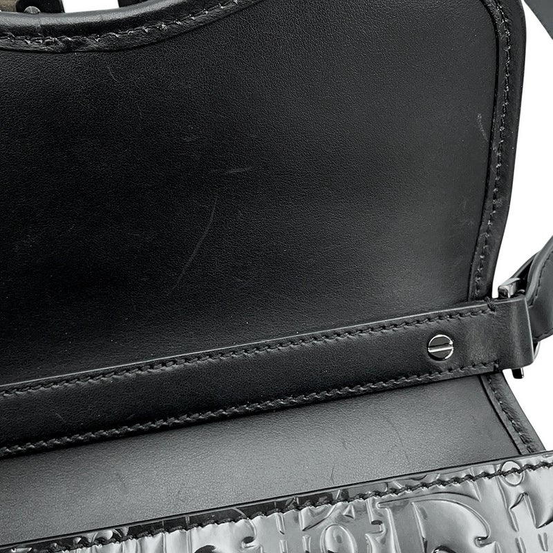 クリスチャン・ディオ―ル ショルダーバッグ ギャロップ GALLOP ミニ オブリーク パテント/レザー Christian Dior 黒