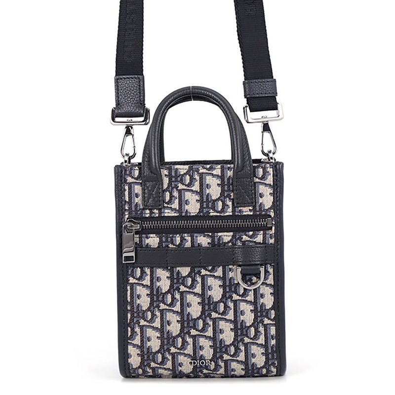 クリスチャン・ディオール ハンドバッグ オブリーク ノースサウス ミニ キャンバス/グレインドカーフスキン Christian Dior 黒