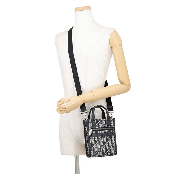 クリスチャン・ディオール ハンドバッグ オブリーク ノースサウス ミニ キャンバス/グレインドカーフスキン Christian Dior 黒