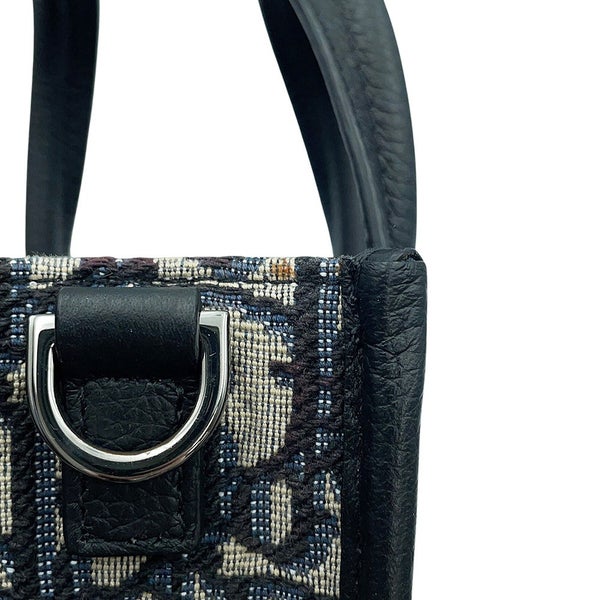 クリスチャン・ディオール ハンドバッグ オブリーク ノースサウス ミニ キャンバス/グレインドカーフスキン Christian Dior 黒