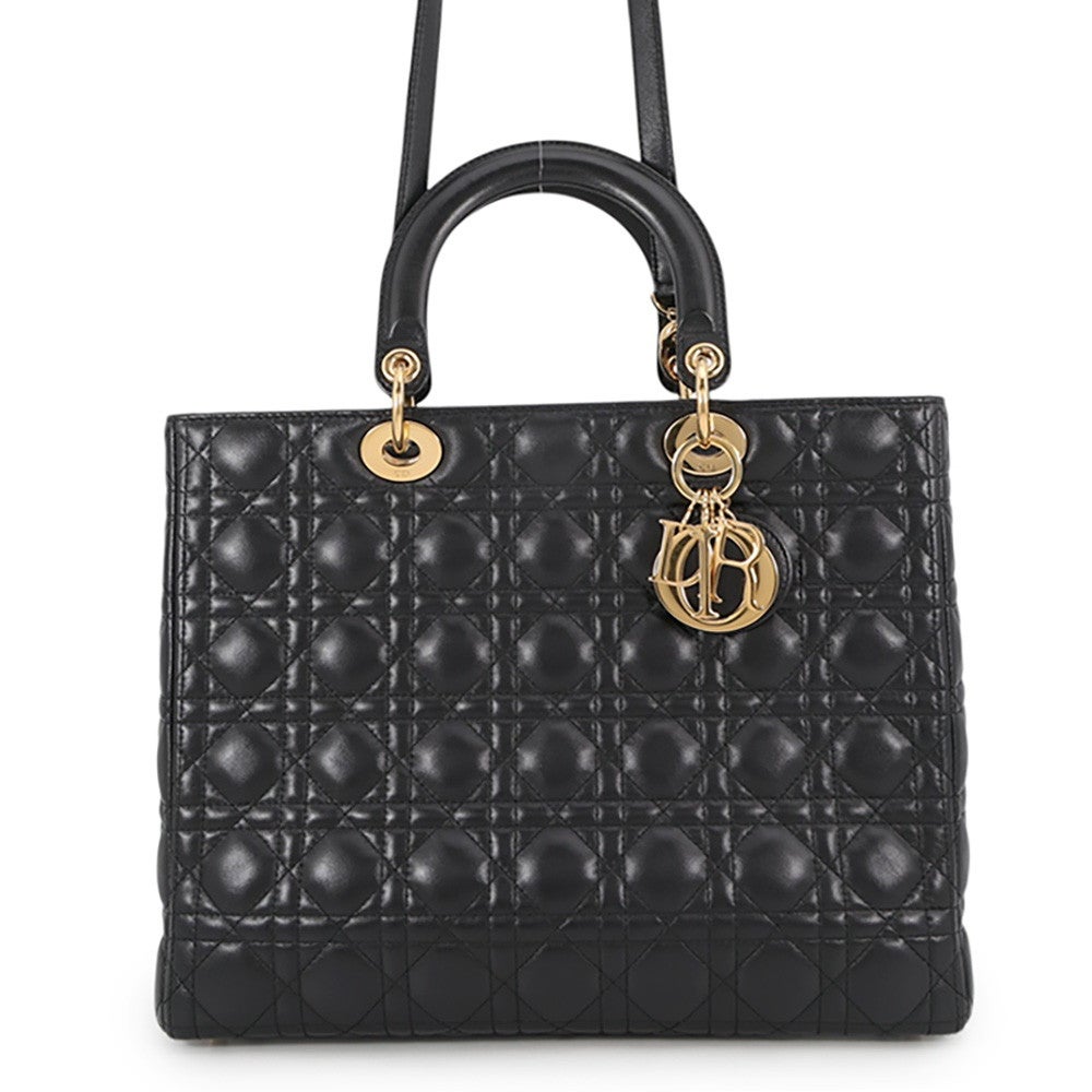 新品 DIOR トレイ カナージュ ブラック ラージサイズ クリスチャン・ディオール ハンドバッグ レディディオール カナージュ