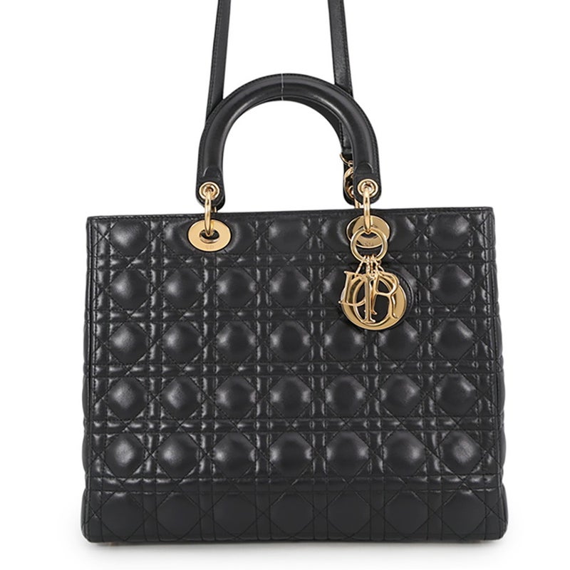 クリスチャン・ディオール ハンドバッグ レディディオール カナージュ ラージ Christian Dior 2way 黒