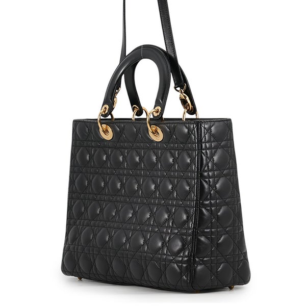 クリスチャン・ディオール ハンドバッグ レディディオール カナージュ ラージ Christian Dior 2way 黒