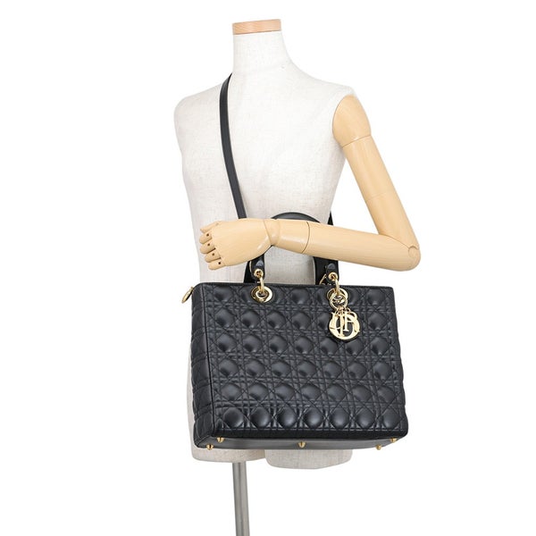 クリスチャン・ディオール ハンドバッグ レディディオール カナージュ ラージ Christian Dior 2way 黒