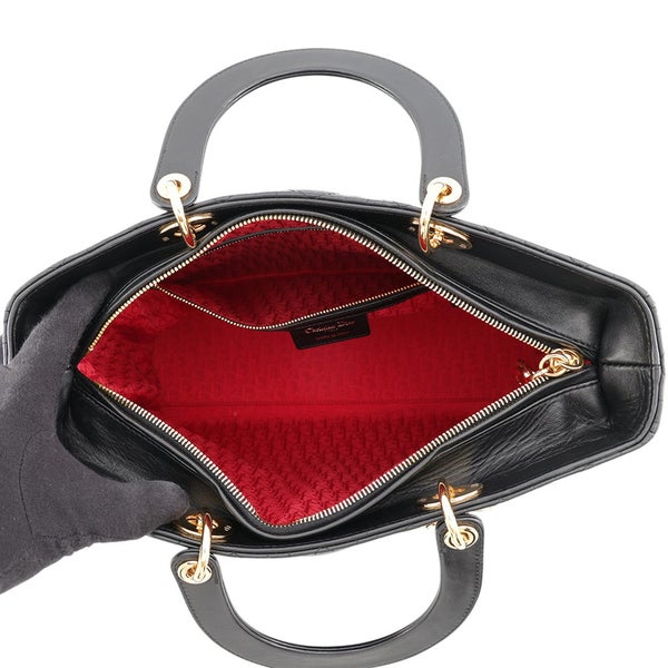 クリスチャン・ディオール ハンドバッグ レディディオール カナージュ ラージ Christian Dior 2way 黒