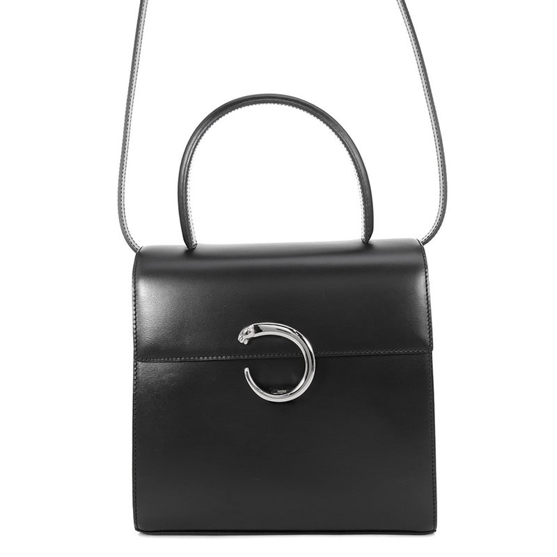 カルティエ ハンドバッグ パンテール レザー Cartier 2wayショルダーバッグ 黒