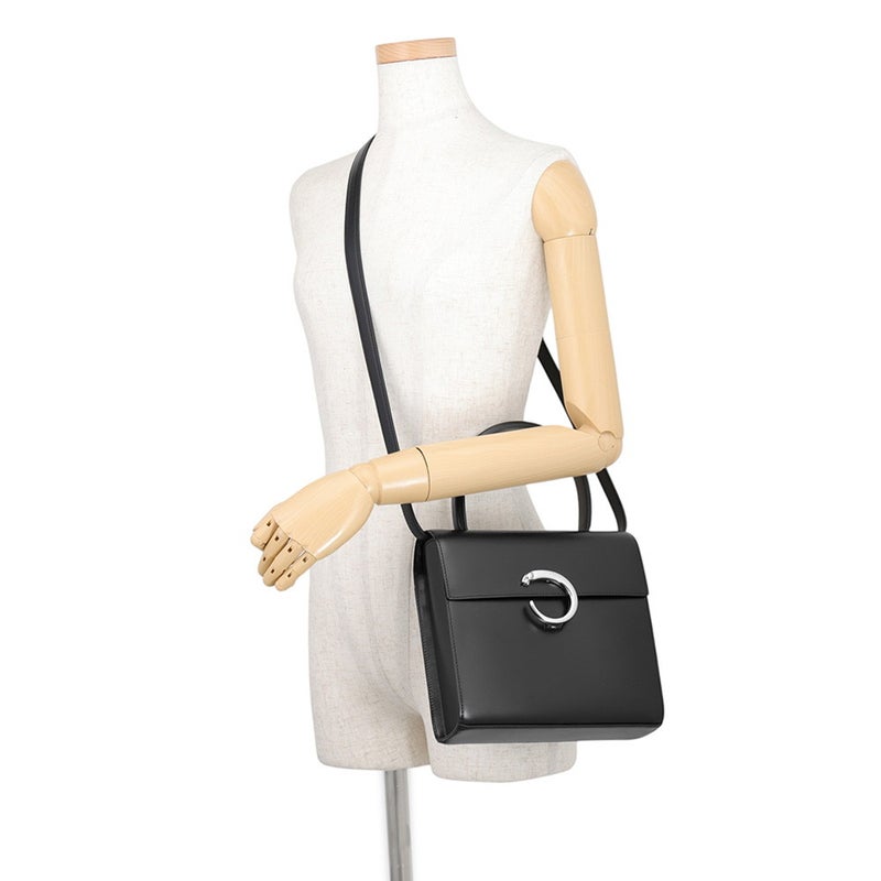 カルティエ ハンドバッグ パンテール レザー Cartier 2wayショルダーバッグ 黒