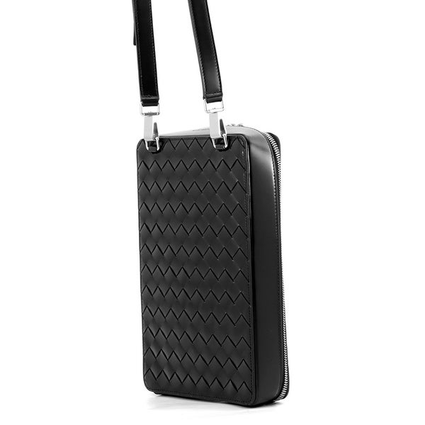 ボッテガヴェネタ ショルダーバッグ イントレチャート カーフレザー 596370 BOTTEGA VENETA 黒
