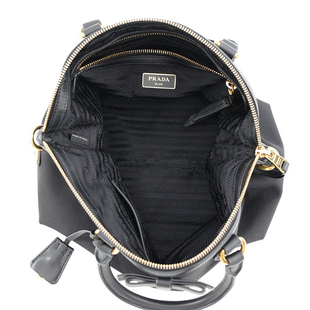 プラダ ハンドバッグ ロゴ ジャカード キャンバス レザー 1BA579 PRADA