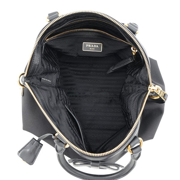 プラダ ハンドバッグ ロゴ ジャカード キャンバス レザー 1BA579 PRADA 2way 黒