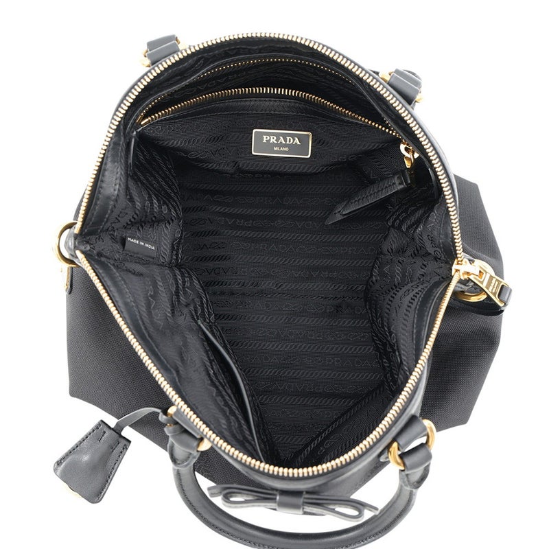プラダ ハンドバッグ ロゴ ジャカード キャンバス レザー 1BA579 PRADA 2way 黒