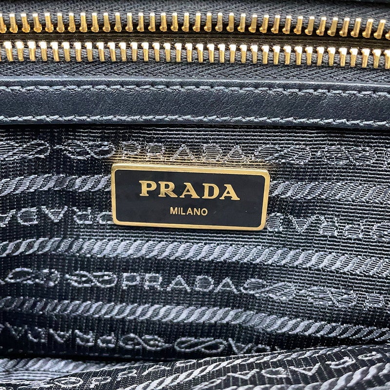 プラダ ハンドバッグ ロゴ ジャカード キャンバス レザー 1BA579 PRADA 2way 黒