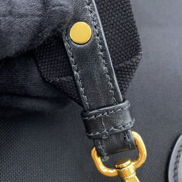 プラダ ハンドバッグ ロゴ ジャカード キャンバス レザー 1BA579 PRADA 2way 黒