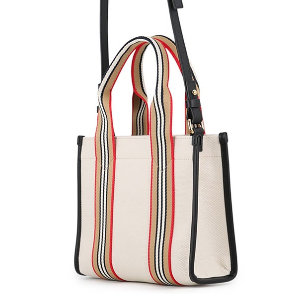 バーバリー ハンドバッグ アイコン ストライプトリム スモール トート キャンバス レザー 81214931 BURBERRY 2way