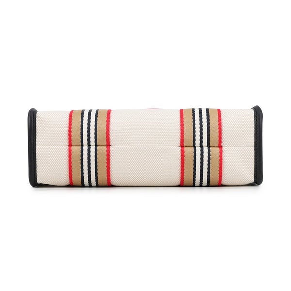バーバリー ハンドバッグ アイコン ストライプトリム スモール トート キャンバス レザー 81214931 BURBERRY 2way