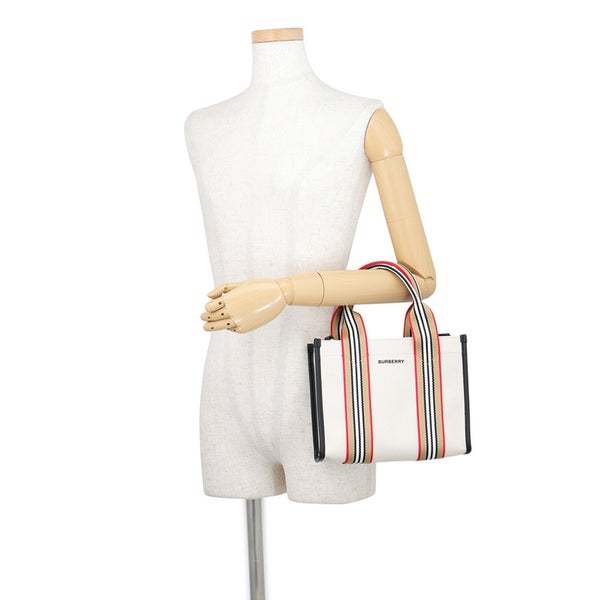 バーバリー ハンドバッグ アイコン ストライプトリム スモール トート キャンバス レザー 81214931 BURBERRY 2way