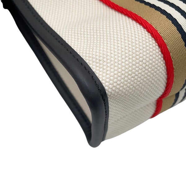 バーバリー ハンドバッグ アイコン ストライプトリム スモール トート キャンバス レザー 81214931 BURBERRY 2way