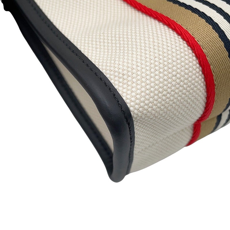 バーバリー ハンドバッグ アイコン ストライプトリム スモール トート キャンバス レザー 81214931 BURBERRY 2way