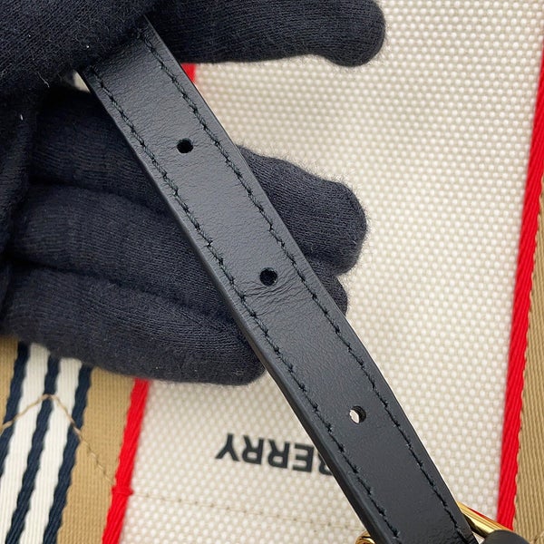 バーバリー ハンドバッグ アイコン ストライプトリム スモール トート キャンバス レザー 81214931 BURBERRY 2way