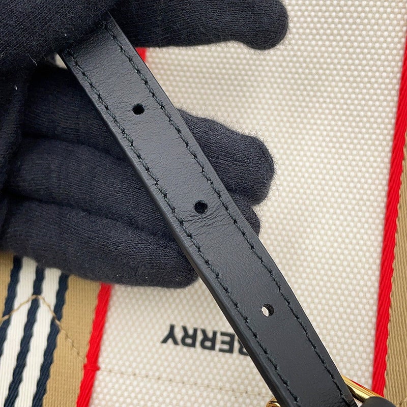 バーバリー ハンドバッグ アイコン ストライプトリム スモール トート キャンバス レザー 81214931 BURBERRY 2way