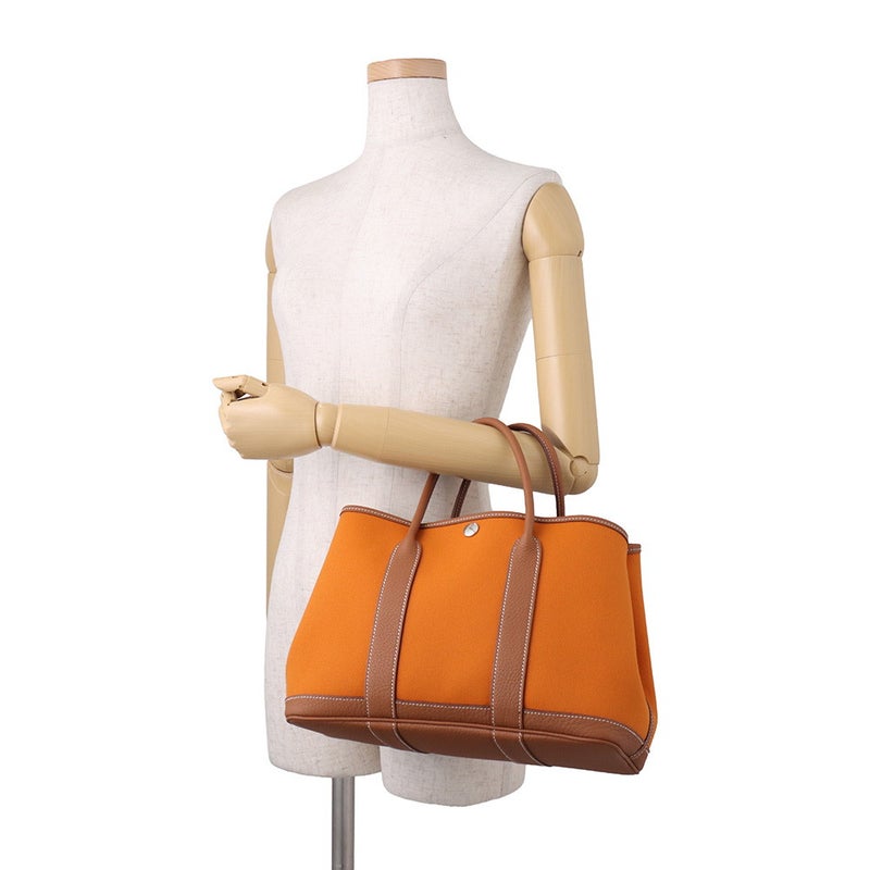 エルメス トートバッグ ガーデンパーティTPM アプリコット/ゴールド/シルバー金具 トワルミリタリー/ネゴンダ C刻印
