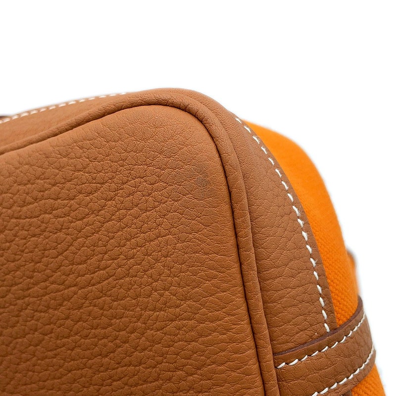 エルメス トートバッグ ガーデンパーティTPM アプリコット/ゴールド/シルバー金具 トワルミリタリー/ネゴンダ C刻印