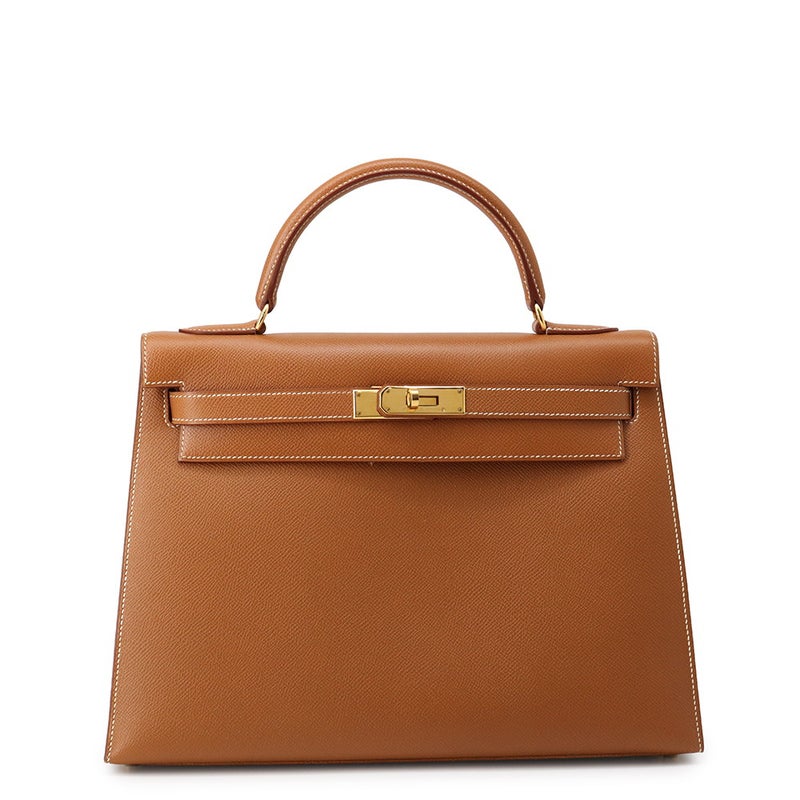 エルメス ハンドバッグ ケリー32 外縫い ゴールド/ゴールド金具 クシュベル □A刻印 HERMES ２wayショルダー