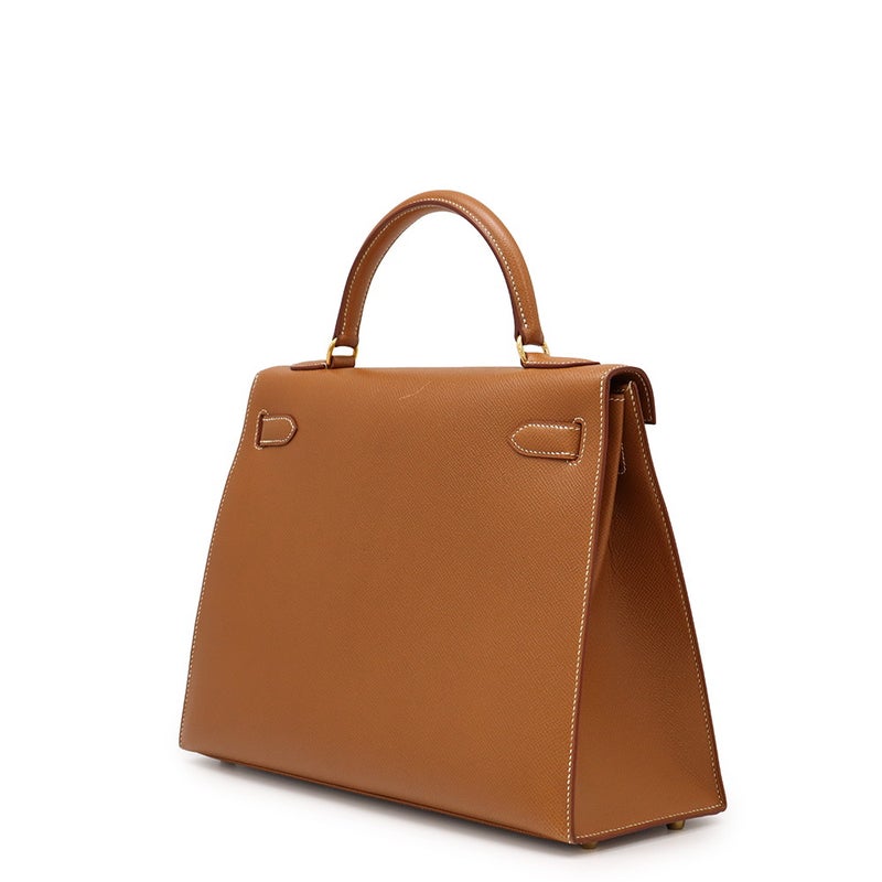 エルメス ハンドバッグ ケリー32 外縫い ゴールド/ゴールド金具 クシュベル □A刻印 HERMES ２wayショルダー