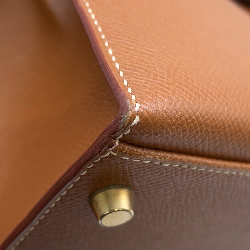 エルメス ハンドバッグ ケリー32 外縫い ゴールド/ゴールド金具 クシュベル □A刻印 HERMES ２wayショルダー