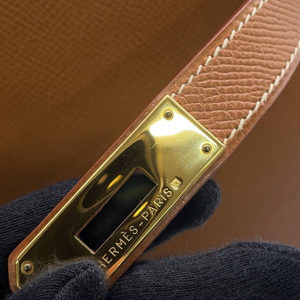 エルメス ハンドバッグ ケリー32 外縫い ゴールド/ゴールド金具 クシュベル □A刻印 HERMES ２wayショルダー