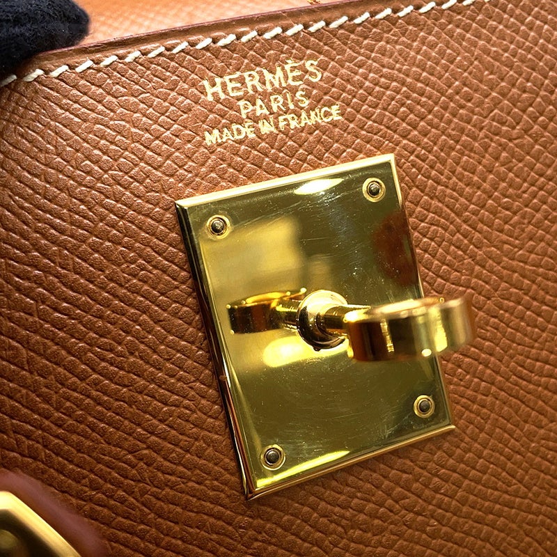 エルメス ハンドバッグ ケリー32 外縫い ゴールド/ゴールド金具 クシュベル □A刻印 HERMES ２wayショルダー
