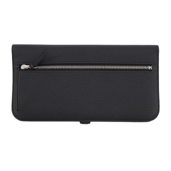 エルメス 長財布 ドゴンロング ブラック/シルバー金具 トリヨンクレマンス Z刻印 HERMES 黒