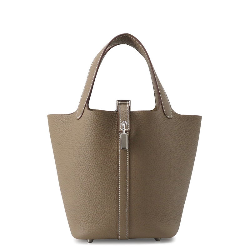 エルメス ハンドバッグ ピコタンロックPM エトゥープ/シルバー金具 トリヨンクレマンス G刻印 HERMES