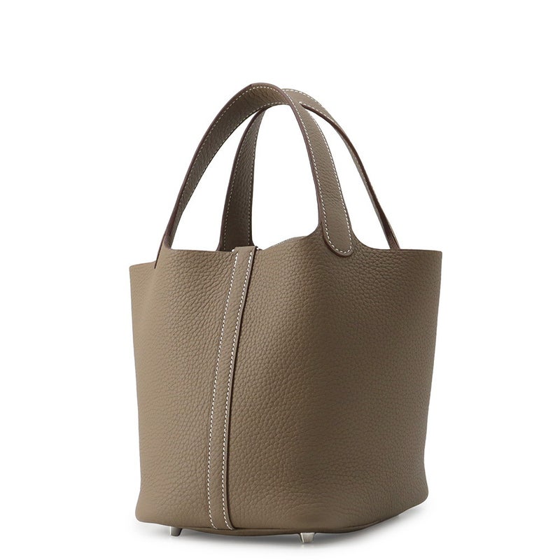 エルメス ハンドバッグ ピコタンロックPM エトゥープ/シルバー金具 トリヨンクレマンス G刻印 HERMES