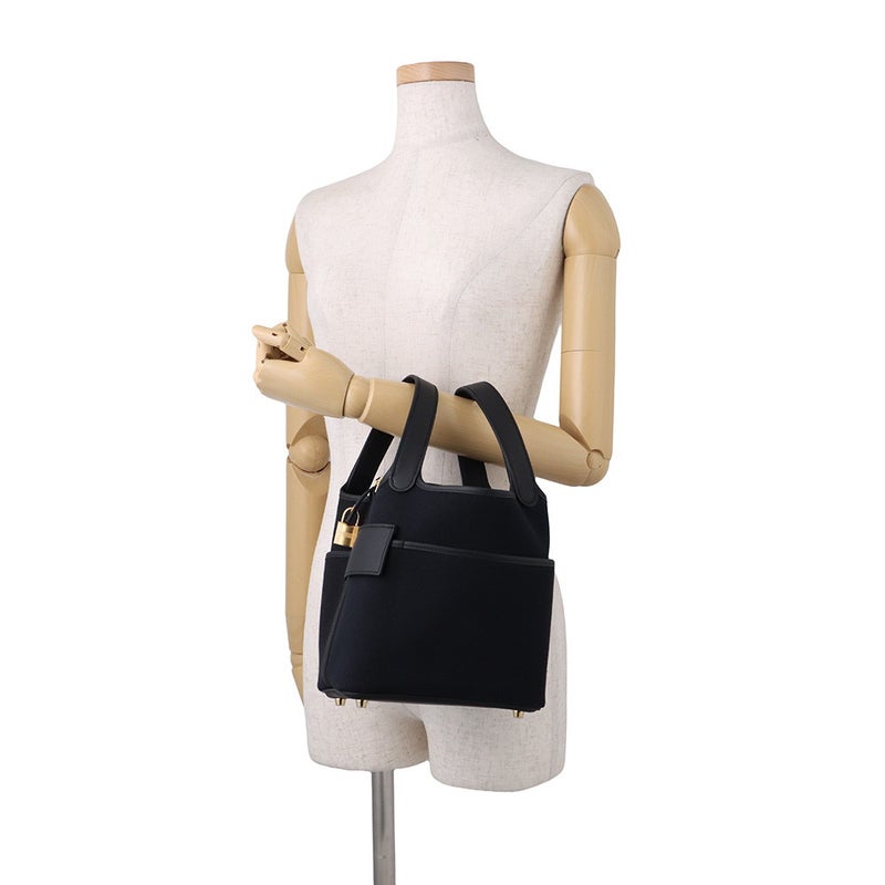 エルメス ハンドバッグ ピコタンロックPM カーゴ ブラック/ゴールド金具 スイフト/トワルエゴラン W刻印 HERMES 黒
