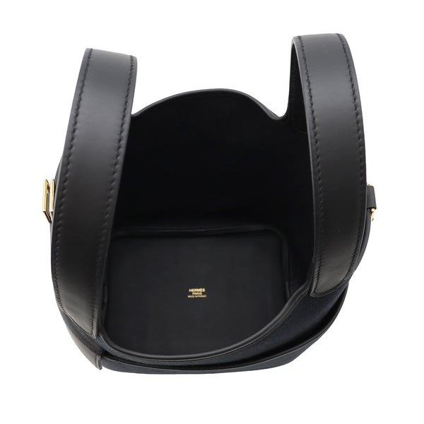 エルメス ハンドバッグ ピコタンロックPM カーゴ ブラック/ゴールド金具 スイフト/トワルエゴラン W刻印 HERMES 黒