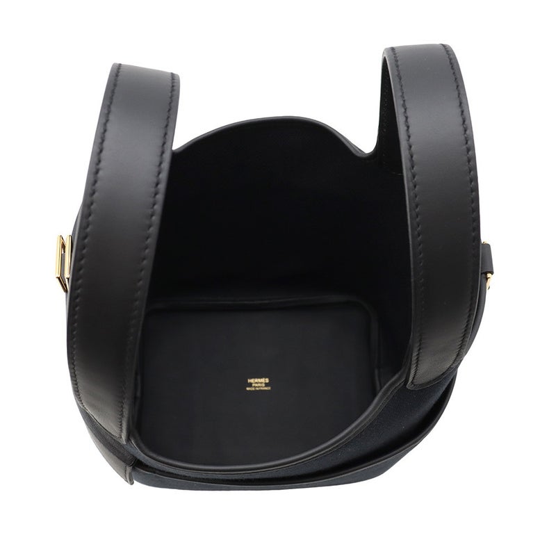 エルメス ハンドバッグ ピコタンロックPM カーゴ ブラック/ゴールド金具 スイフト/トワルエゴラン W刻印 HERMES 黒