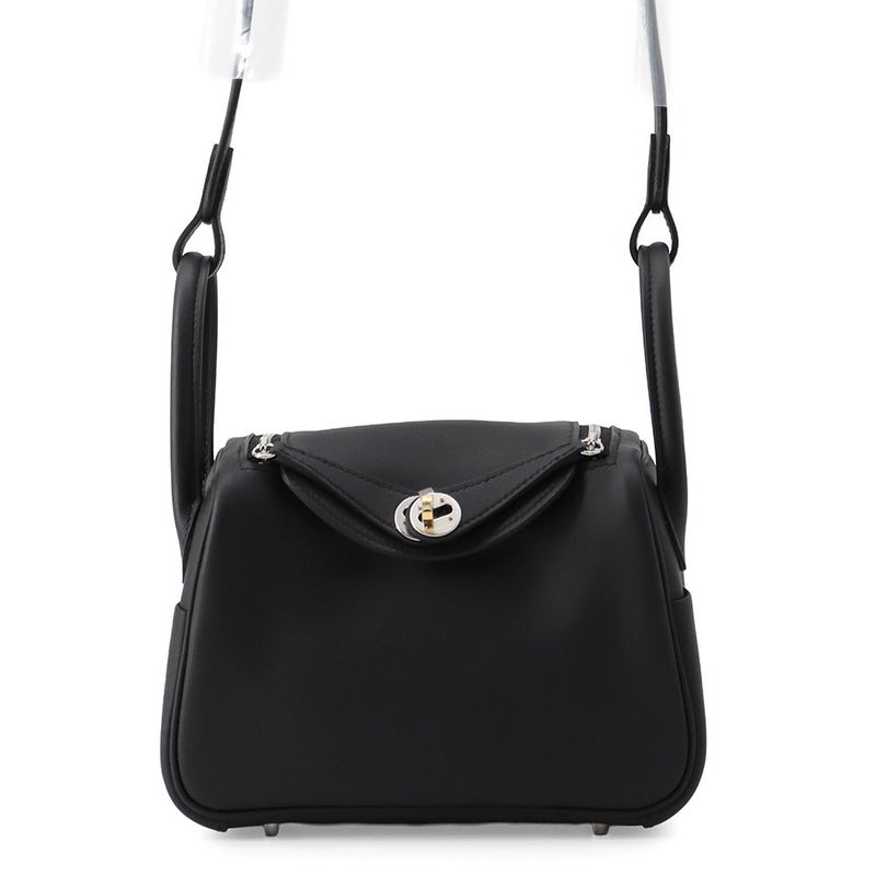 エルメス ハンドバッグ リンディ ミニ ブラック/エレクトラム金具 スイフト K刻印 HERMES 2wayショルダーバッグ